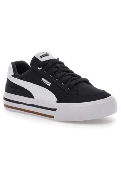 Schwarze und weiße Segeltuchsneaker Puma Court Classic Vulc Fs Jr