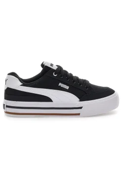 Schwarze und weiße Segeltuchsneaker Puma Court Classic Vulc Fs Jr