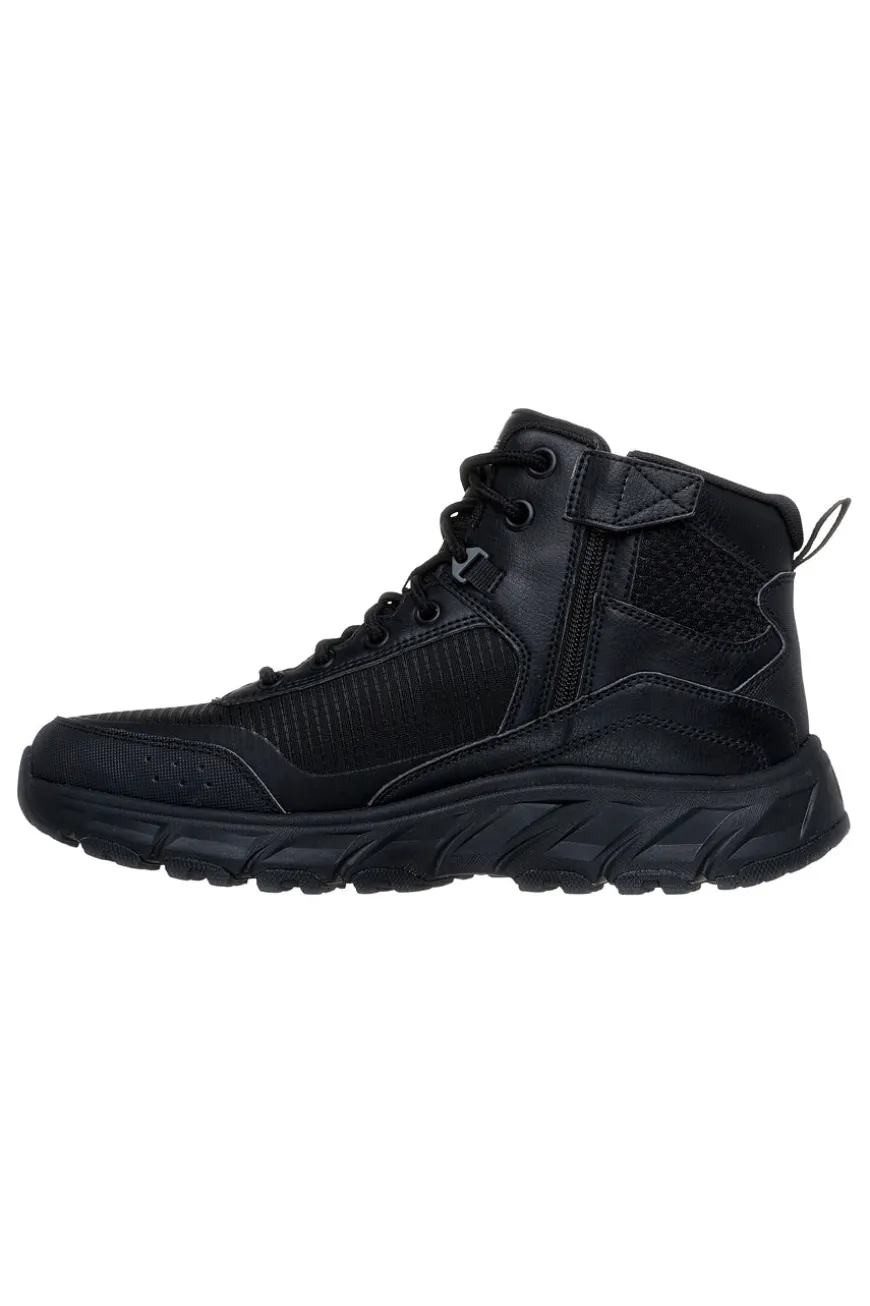 Schwarze, wasserabweisende Stiefel mit Skechers Hillcrest 2.0 Woodrock Peak Memory Foam