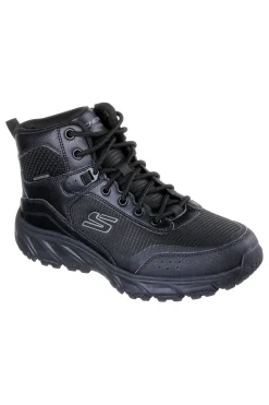 Schwarze, wasserabweisende Stiefel mit Skechers Hillcrest 2.0 Woodrock Peak Memory Foam