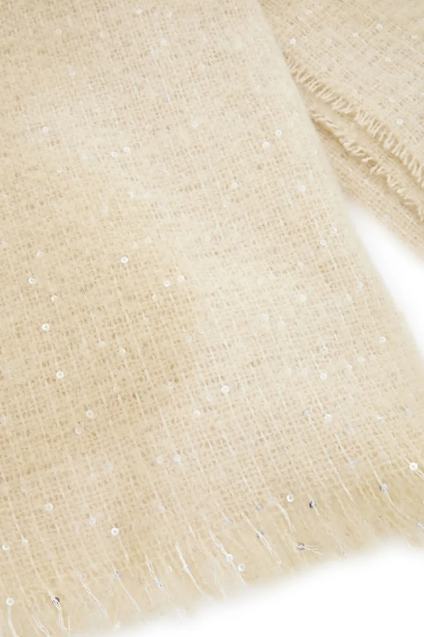Sciarpa beige calda e morbida con paillettes Gianmarco Venturi CLASS 65471