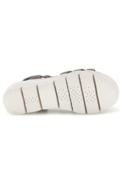 Silberne Sandalen mit dekorativen Applikationen und Keil The first active 24001B