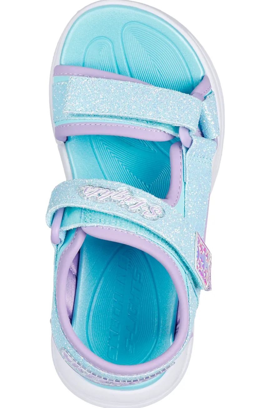 Skechers Kinder-Sandalen „S Lights“ in Hellblau mit offener Spitze und Klettverschluss: Sola Glow