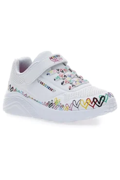 Skechers Uno Lite Weiße Sneakers mit Herzen und Memory Foam - Heart Craze