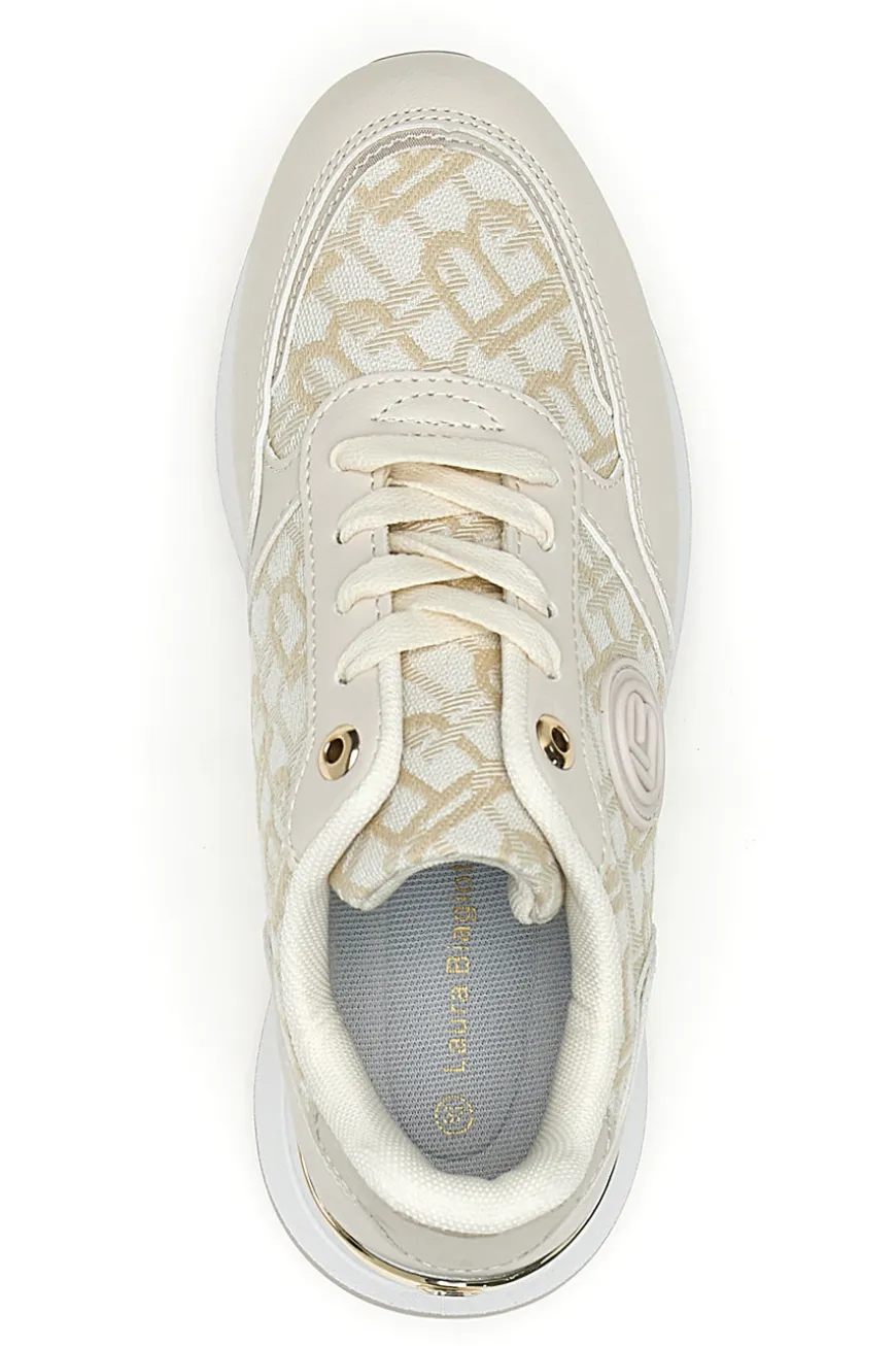 Sneaker beige con dettagli oro Laura Biagiotti 9625