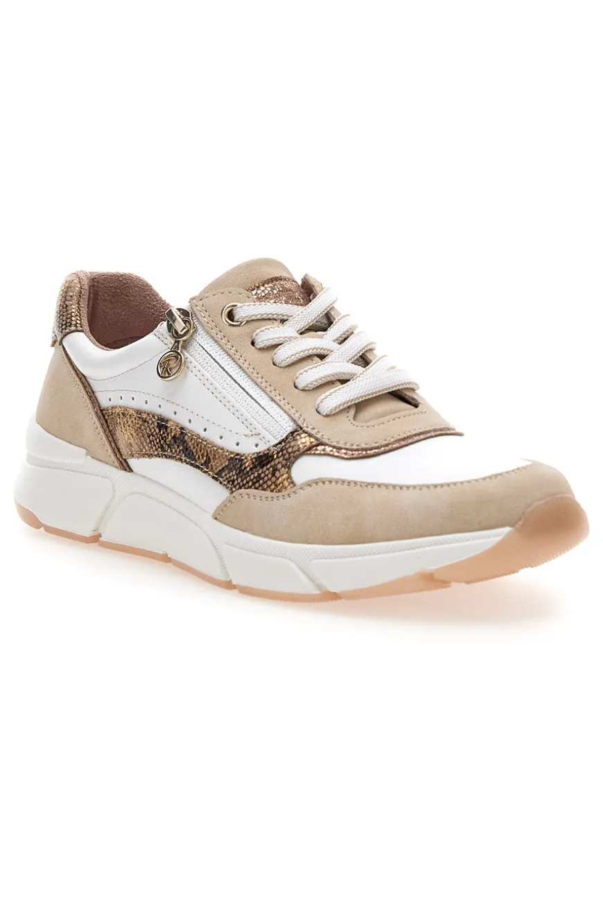 Sneaker da donna beige con inserti animalier Relife 67172370320