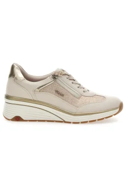 Sneaker da donna beige con zeppa e inserti metallizzati Relife 67172670501
