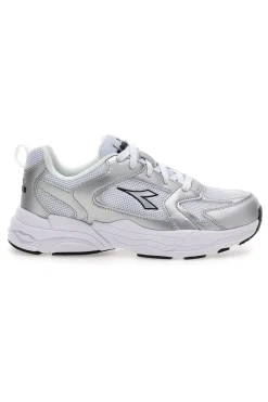 Sneaker da ragazza bianche e argento con inserti metallizzati Diadora Alley Metal GS