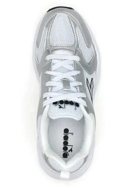 Sneaker da ragazza bianche e argento con inserti metallizzati Diadora Alley Metal GS