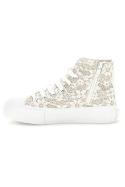 Sneakers Alte Beige con Pizzo Floreale Grazie girl 155727