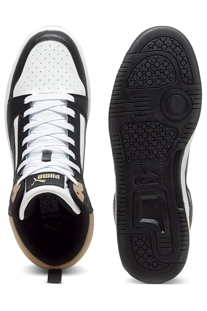 Sneakers Alte Bianche con dettagli neri e biege Puma Rebound V6 Mid 39232622