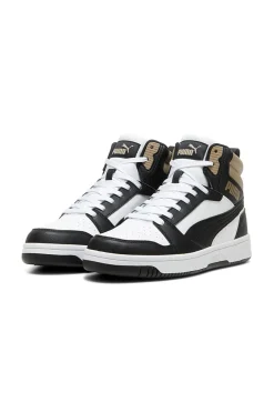 Sneakers Alte Bianche con dettagli neri e biege Puma Rebound V6 Mid 39232622