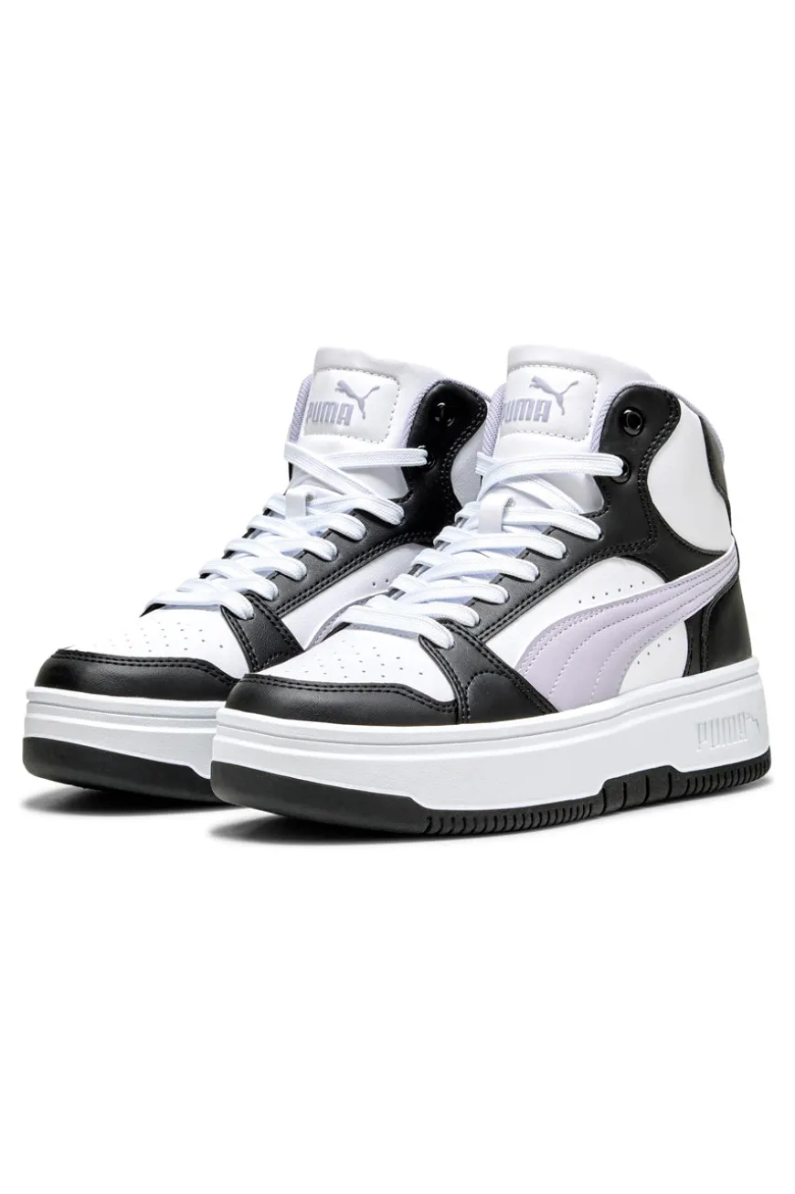Sneakers alte bianche e nere suola flatform Rebound Femme Mid Puma