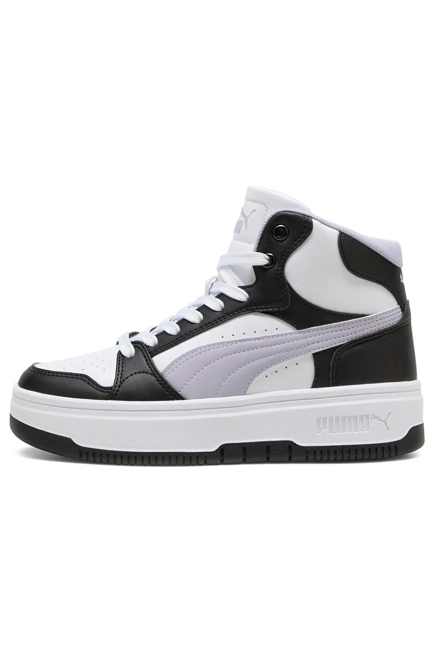 Sneakers alte bianche e nere suola flatform Rebound Femme Mid Puma