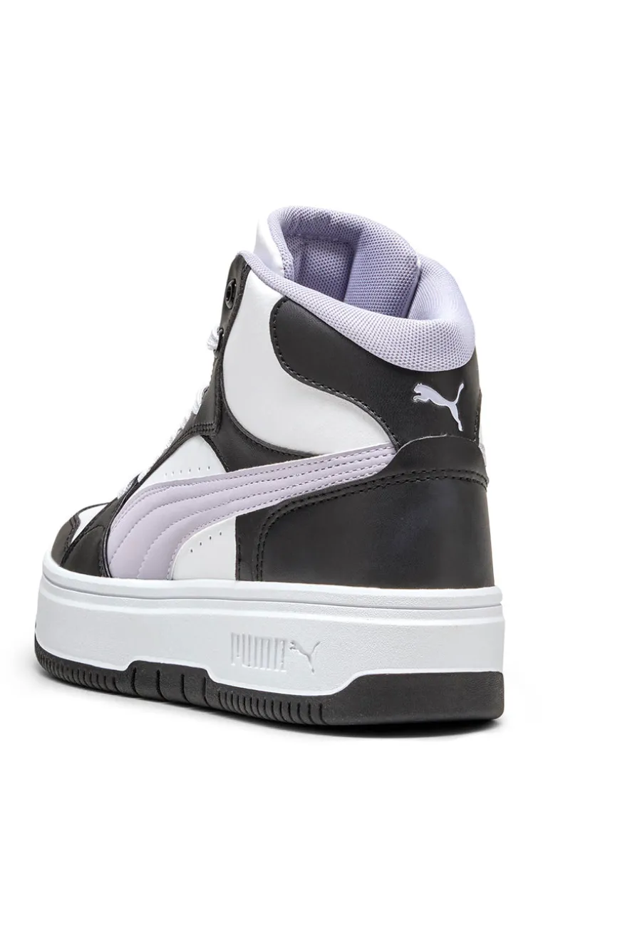 Sneakers alte bianche e nere suola flatform Rebound Femme Mid Puma