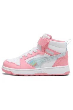 Sneakers alte bianche e rosa Puma Rebound V6 Mid Space Belle AC+PS