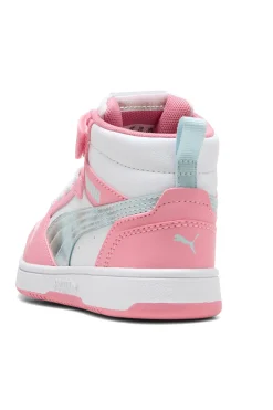 Sneakers alte bianche e rosa Puma Rebound V6 Mid Space Belle AC+PS
