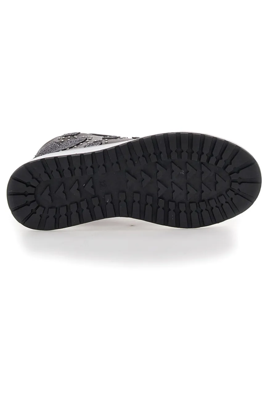 Sneakers Argento con Cerniera e Cuori Glitterati Laura Biagiotti 87049386 da Bambina
