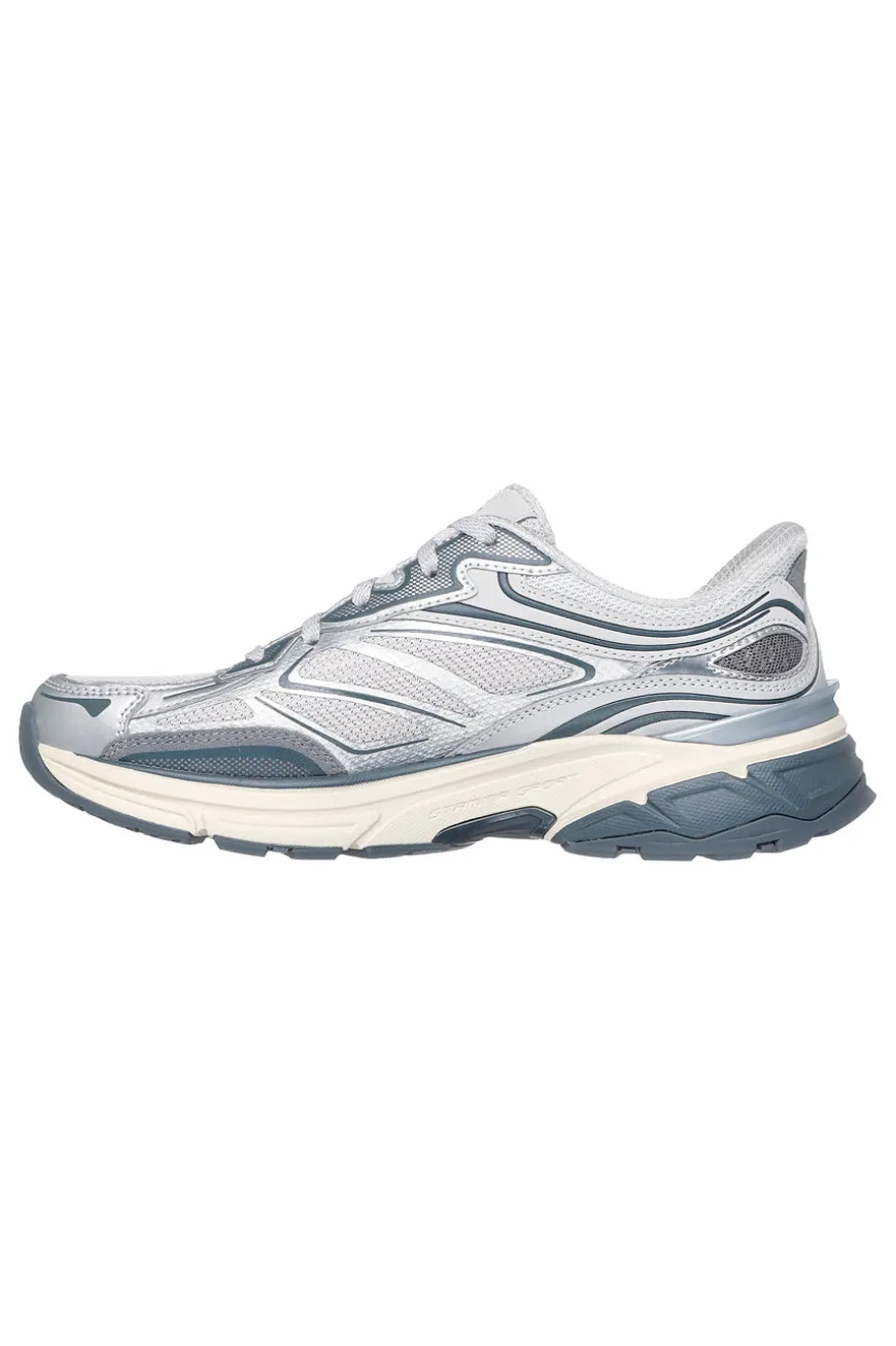 Sneakers argento con inserti silver e calzata facilitata Skechers Stamina Sport Slip-ins
