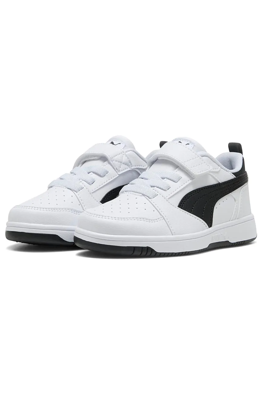 Sneakers bambino bianche e nere Puma Rebound V6 Lo AC+ PS