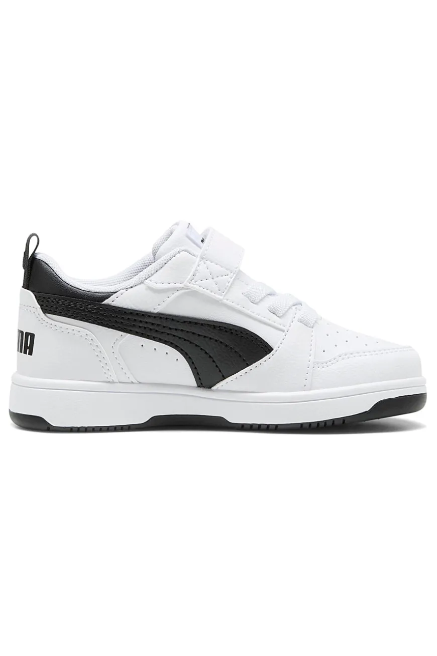 Sneakers bambino bianche e nere Puma Rebound V6 Lo AC+ PS