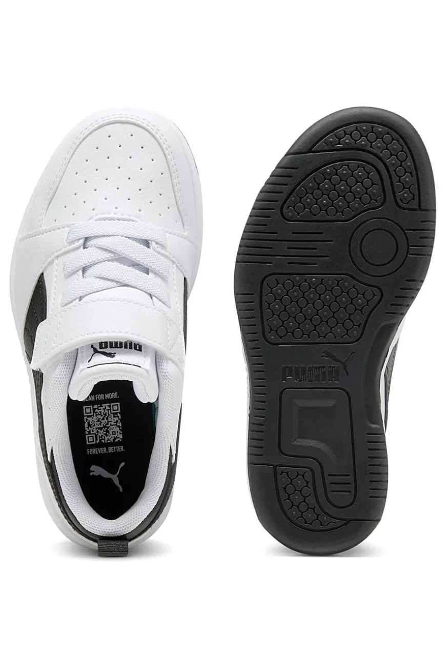 Sneakers bambino bianche e nere Puma Rebound V6 Lo AC+ PS