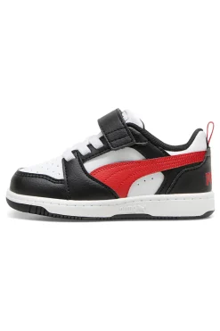 Sneakers bambino bianche e nere con dettagli rossi Puma Rebound V6 Lo AC+ Inf