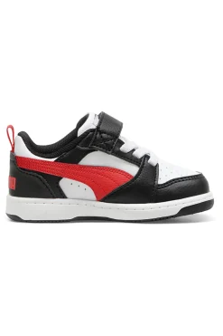 Sneakers bambino bianche e nere con dettagli rossi Puma Rebound V6 Lo AC+ Inf