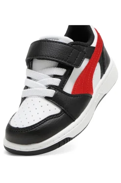 Sneakers bambino bianche e nere con dettagli rossi Puma Rebound V6 Lo AC+ Inf
