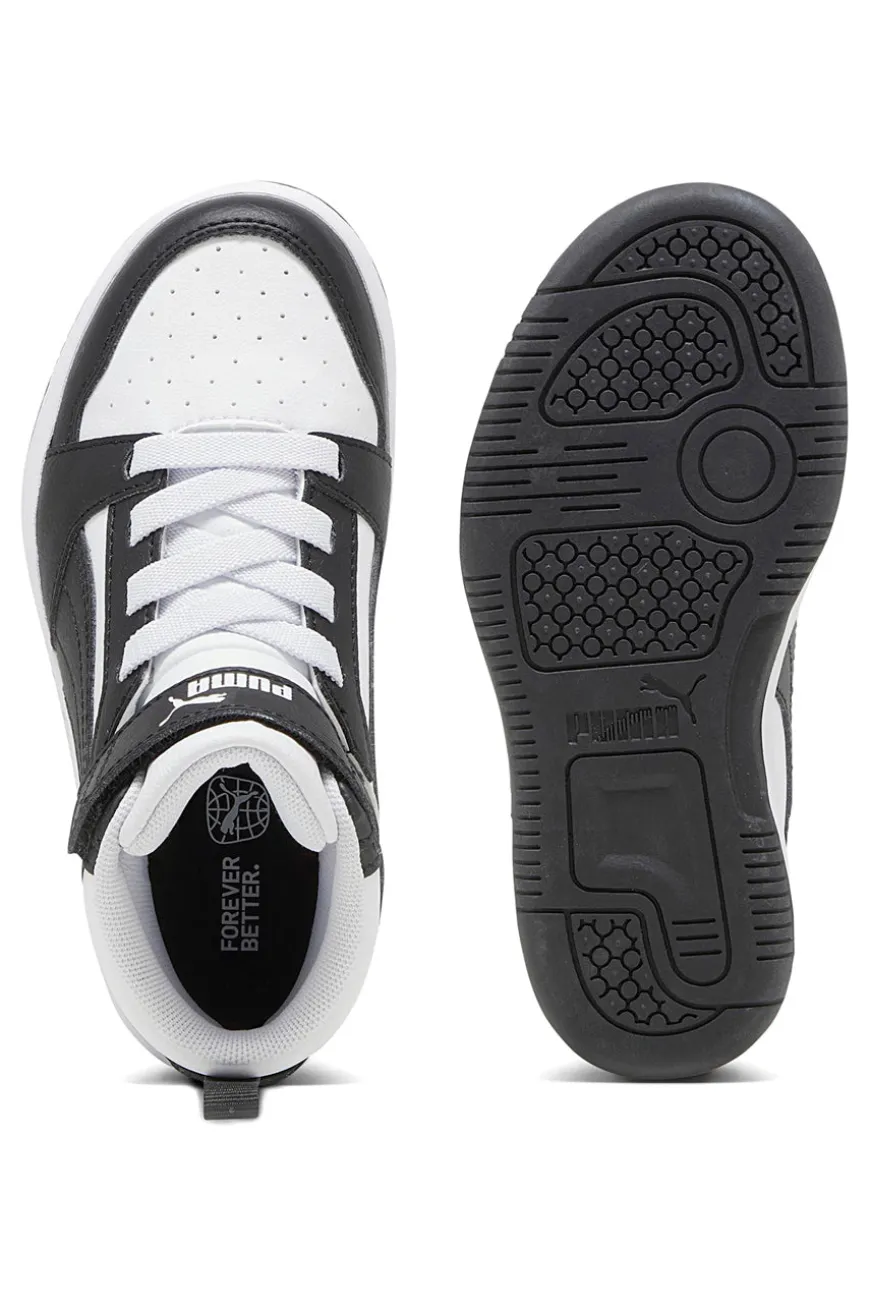 Sneakers bambino bianche e nere mid Puma Rebound V6 Mid AC+ PS