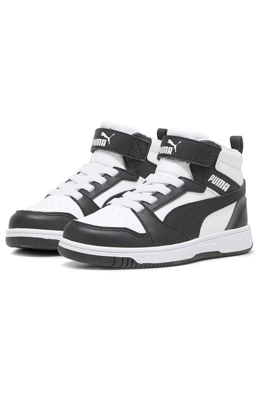 Sneakers bambino bianche e nere mid Puma Rebound V6 Mid AC+ PS