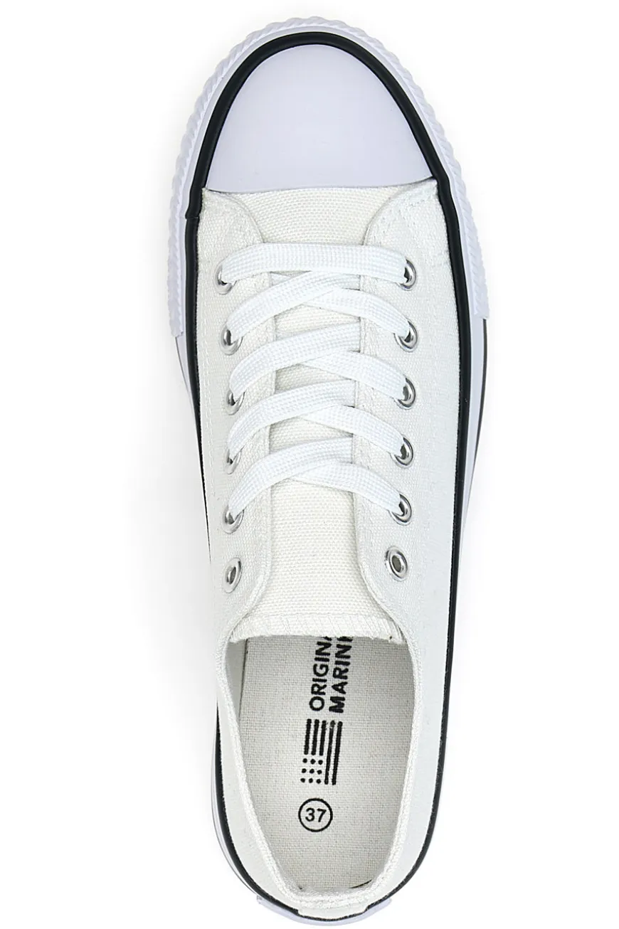 Sneakers basse bianche in tela suola platform Original Marines 4814
