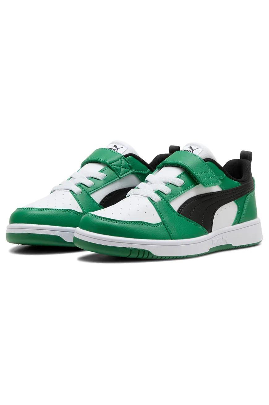 Sneakers basse bianche verdi e nere con strappo Puma Rebound V6 Lo AC+ PS