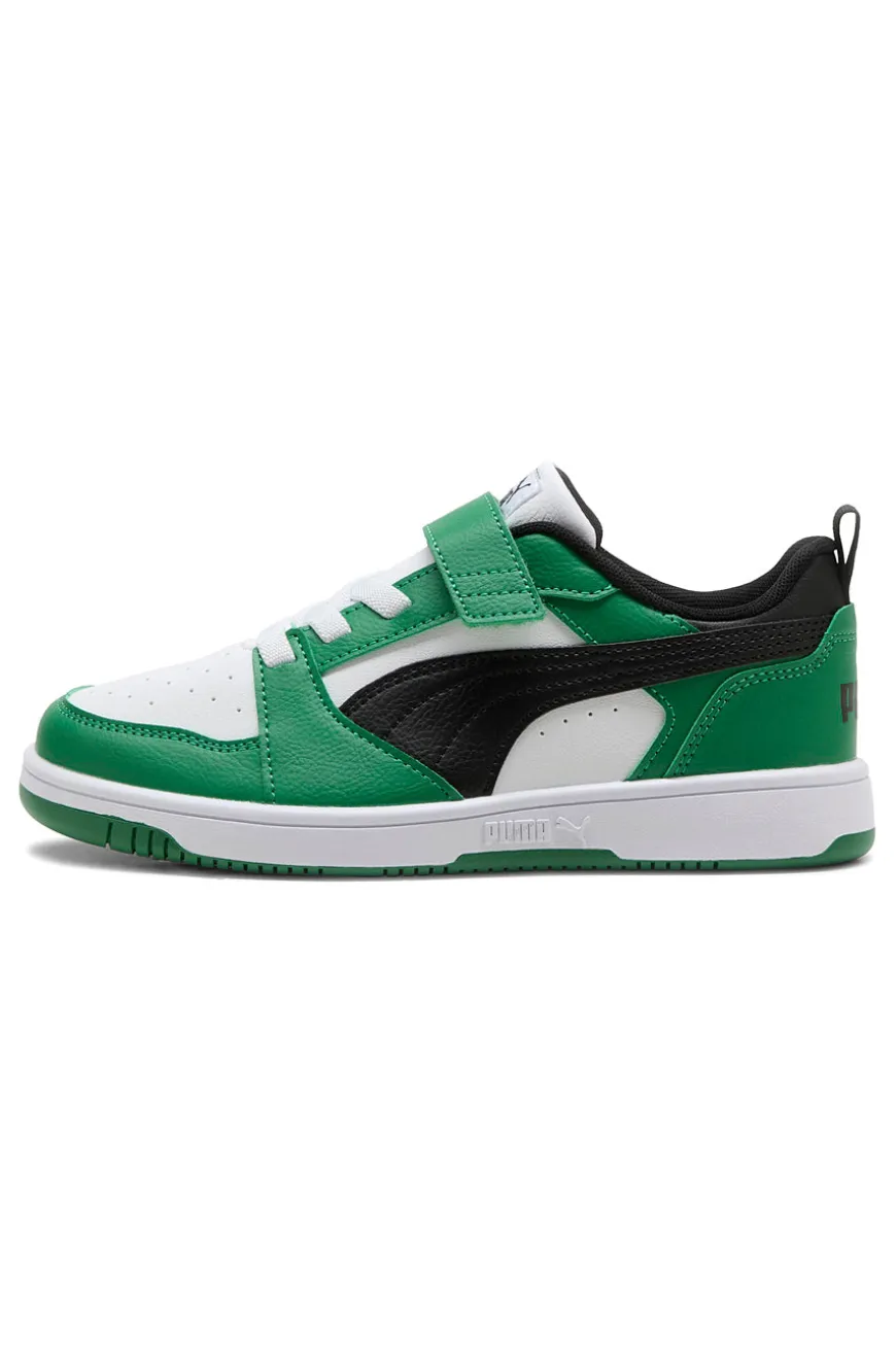Sneakers basse bianche verdi e nere con strappo Puma Rebound V6 Lo AC+ PS