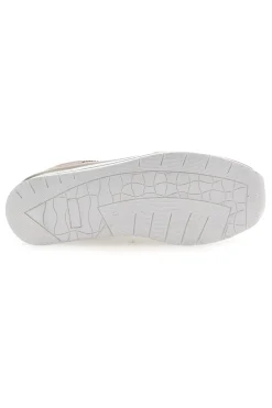 Sneakers Beige Bianco in pelle con lacci e zip Prima riga 21668FAST