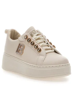Sneakers beige con logo laterale e fondo alto Laura Biagiotti 9618