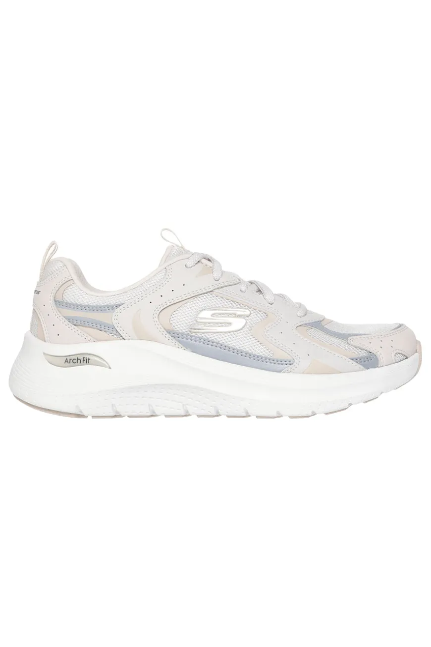 Sneakers beige e grigie con supporto plantare Skechers Arch Fit 2 Vintage Luxe