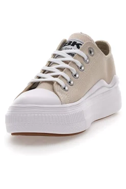 Sneakers Beige In Tela Con Platform British Knight Kaya Flow Low