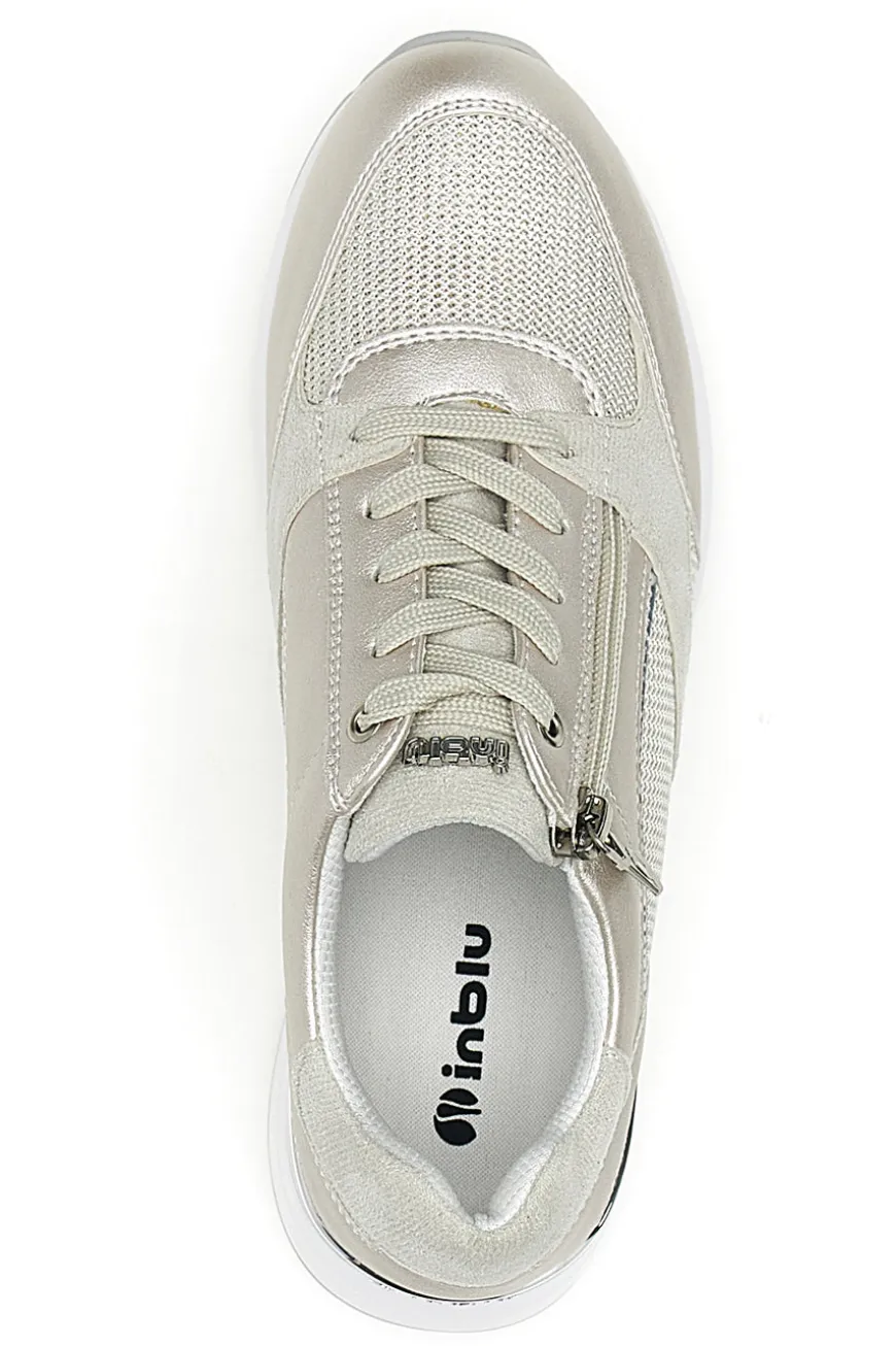 Sneakers beige perlato con zip laterale e zeppa Inblu 472IN
