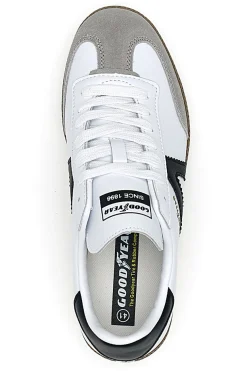 Sneakers Bianche con Bande Nere in Vera Pelle CANGURO GY51001