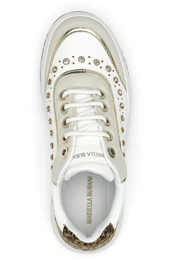 Sneakers bianche con borchie e glitter oro Burani 51771C1108
