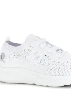 Sneakers Bianche con brillantini in tessuto traforato Canguro CA1206
