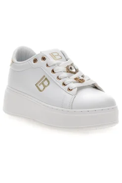 Sneakers bianche con charm gioiello e fondo alto Laura Biagiotti 9622M