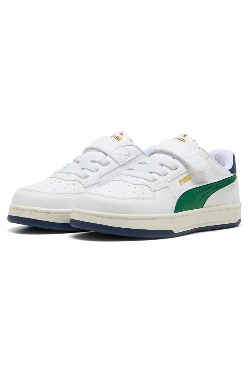 Sneakers bianche con dettagli verdi bambino con strappo Puma Caven 2 Retro AC + PS