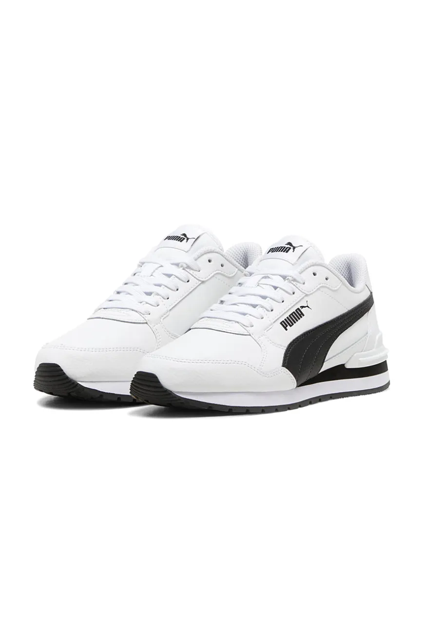 Sneakers bianche con dettagli neri e soletta SoftFoam+ Puma ST Runner v4 L Jr