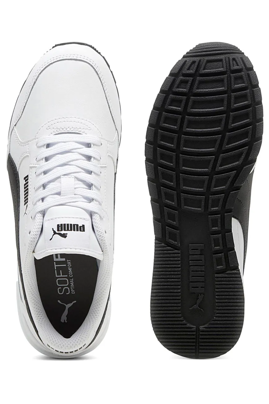 Sneakers bianche con dettagli neri e soletta SoftFoam+ Puma ST Runner v4 L Jr