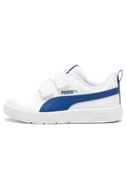 Sneakers bianche con dettagli blu e doppio strappo Puma Courtflex v3
