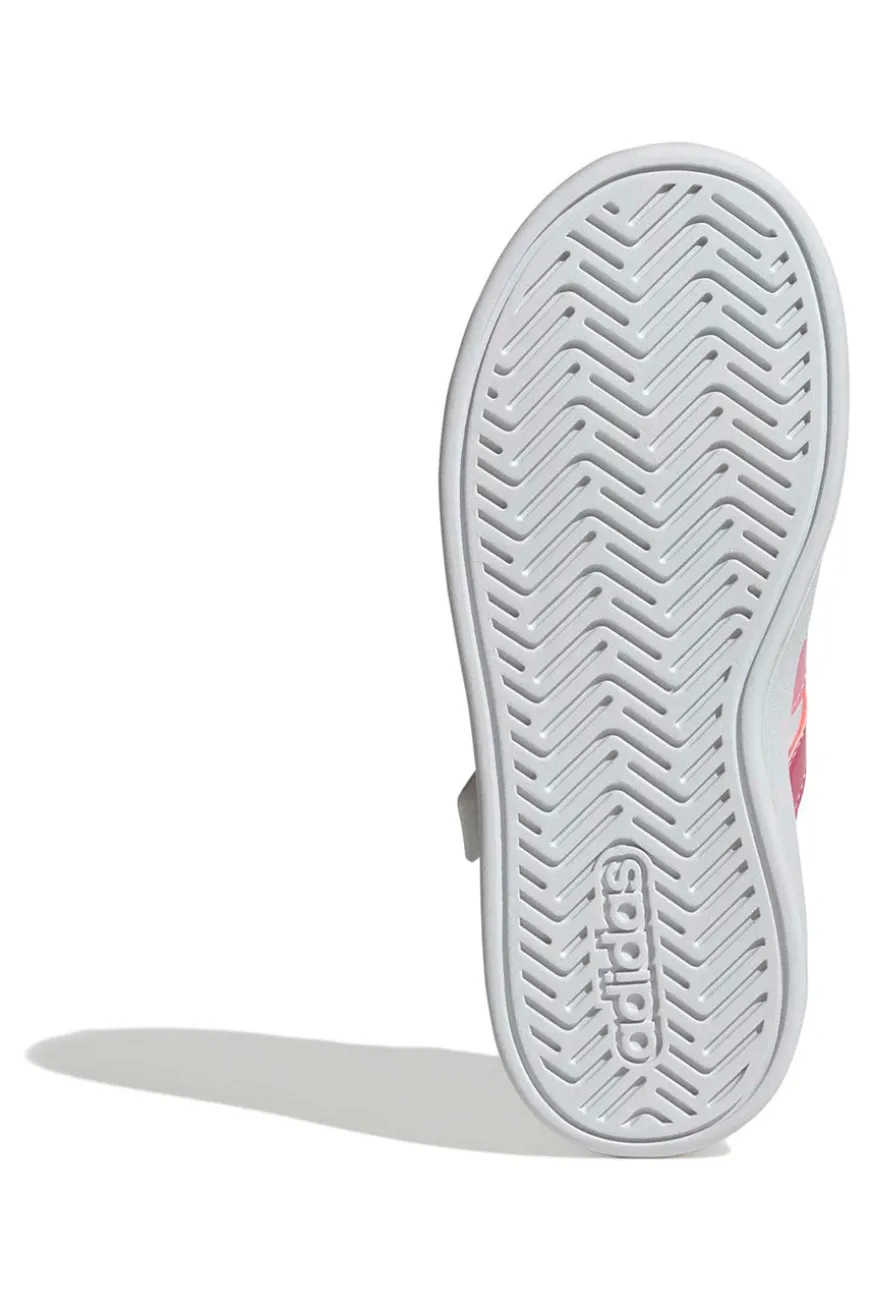 Sneakers bianche con dettagli rosa e chiusura a strappo Adidas Grand Court 3.0 El C