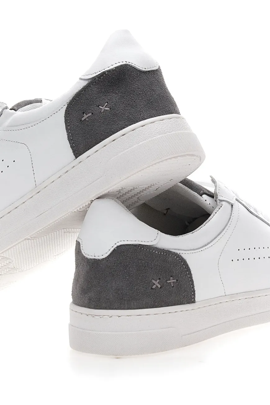 Sneakers Bianche con Dettagli Grigi in Pelle Made in Italy PTR 123