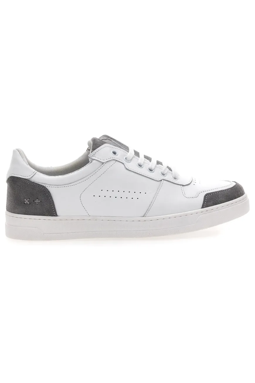 Sneakers Bianche con Dettagli Grigi in Pelle Made in Italy PTR 123